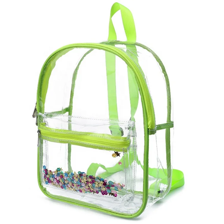 China manufactory OEM  high quality  school  girls clear transparent pvc backpacks soft school bag