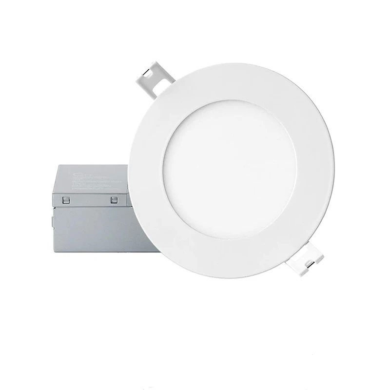 12W Ultra-Thin LED Recessed Lighting 6 Inch 5CCT with Junction Box 2700K-5000K Selectable Dimmable Canless Slim Downlight
