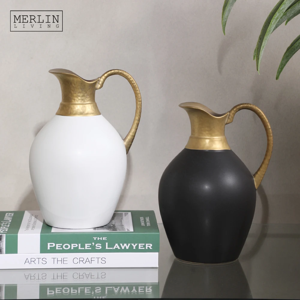 Merlin Living Luxury Home Decor Vase Ceramic Home Decor Gold Vase For Chaozhou Ceramics Factory Wholesale