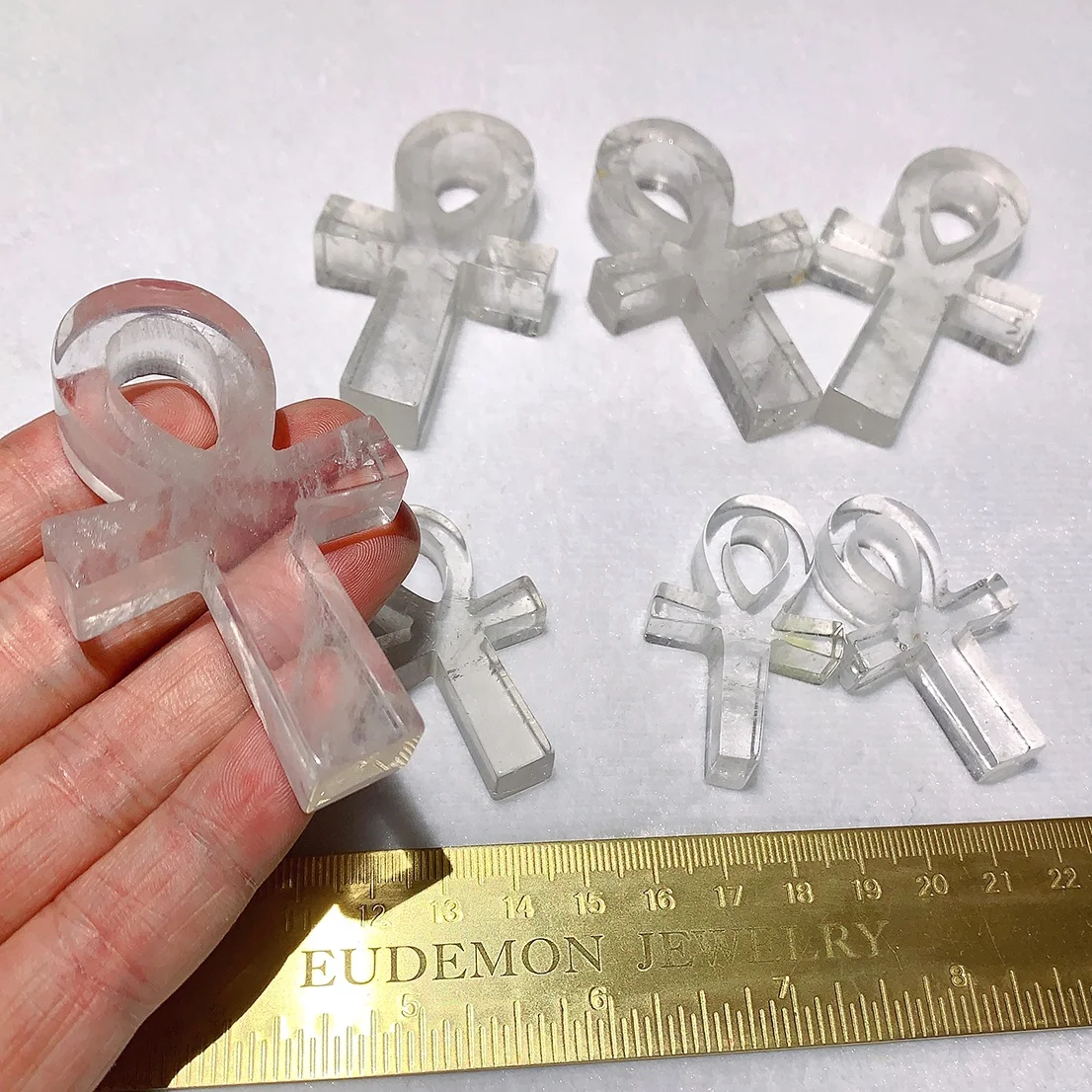 Wholesale Natural quartz Crystal ankh crystal Healing Key of Life gem Ankh Carving Crystal Carved Cross for fengshui