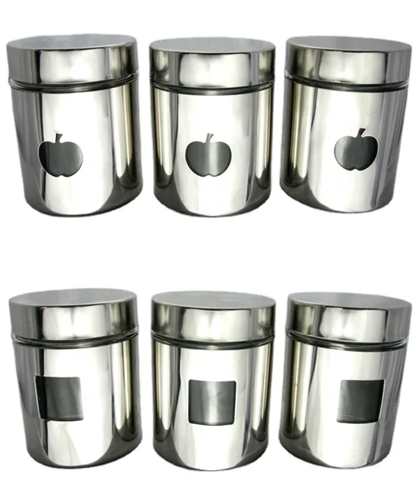 Tea Sugar Coffee Storage Container Sets Stainless Steel Coated Glass Canister Jars Set