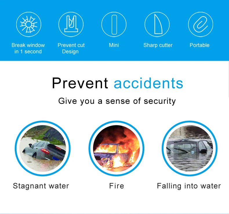 Tungsten Steel Auto Emergency Tool Mini Vehicle Interior Accessories 2 In 1 Car Safety Hammer With Seat Belt Cut