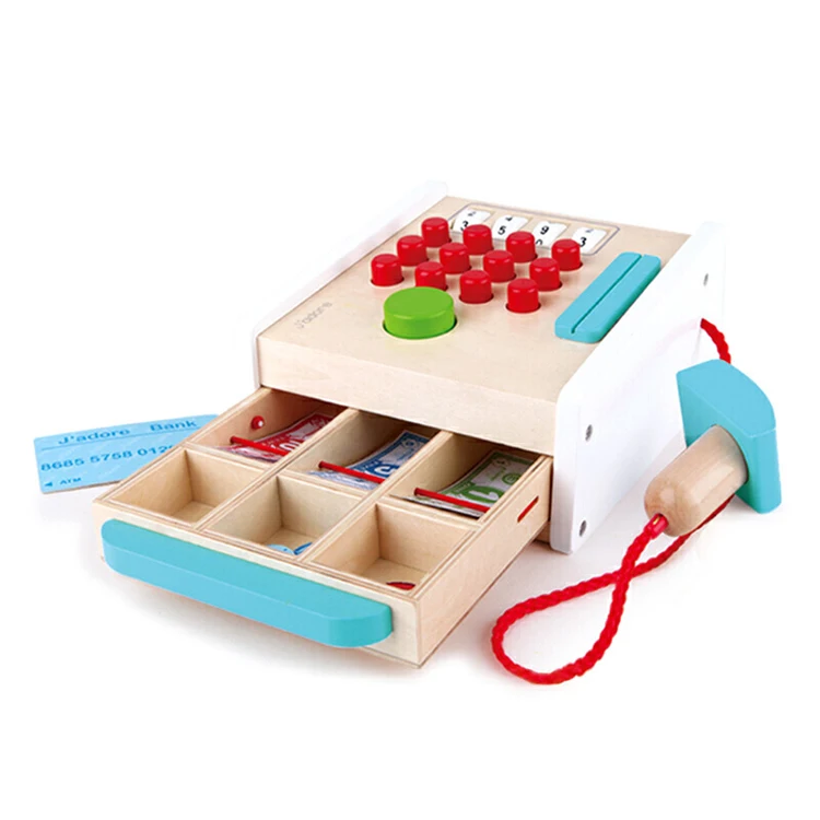 Checkout Register Kid Wooden Pretend Play Wooden Cash Register Set For Educational Role Play Wooden Toys Ring-It-Up