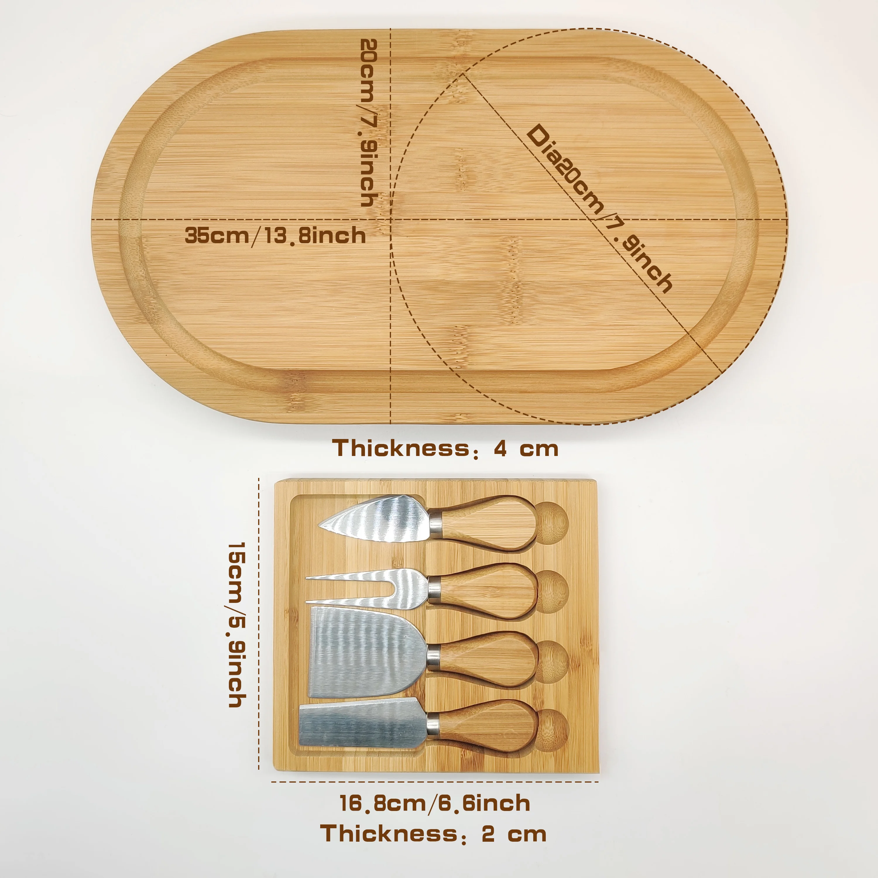 High Quality Excellent Bamboo Cheese Board With Cutlery set