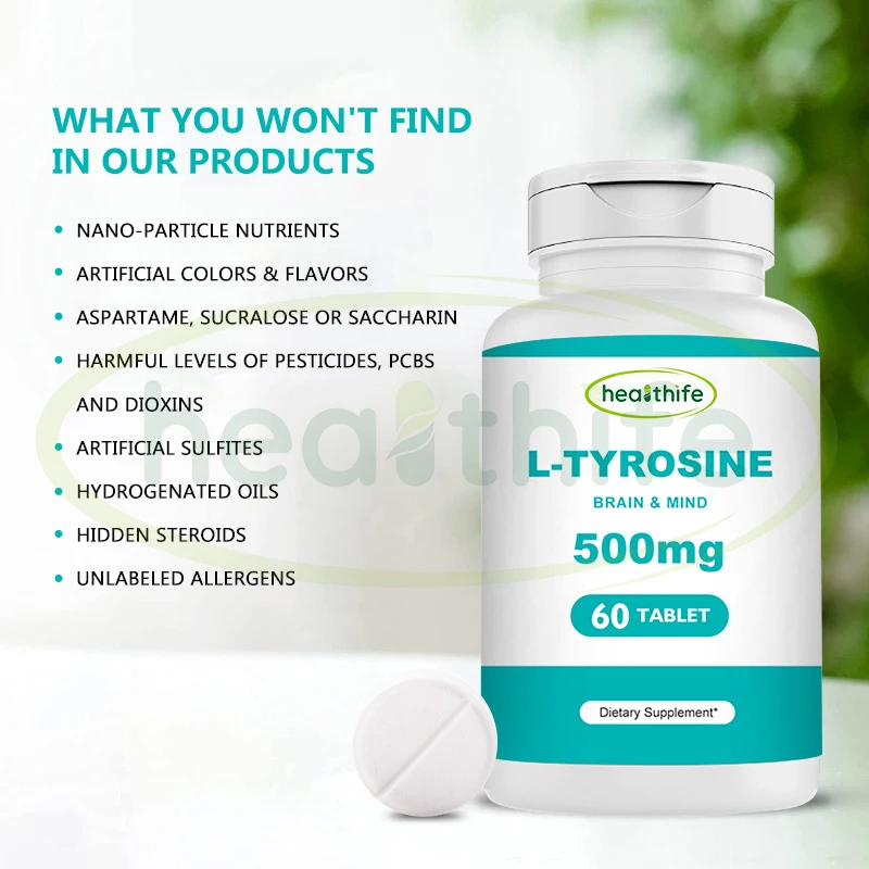 Healthife L Tyrosine Powder, 500mg/60capsules L-Tyrosine Capsules