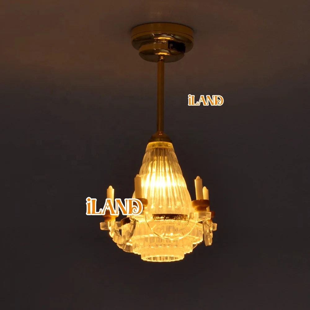 ILAND Dollhouse Electromagnetic Model 1:12 Five Candle Chandelier For Dollhouse Study, Living Room, Bedroom.