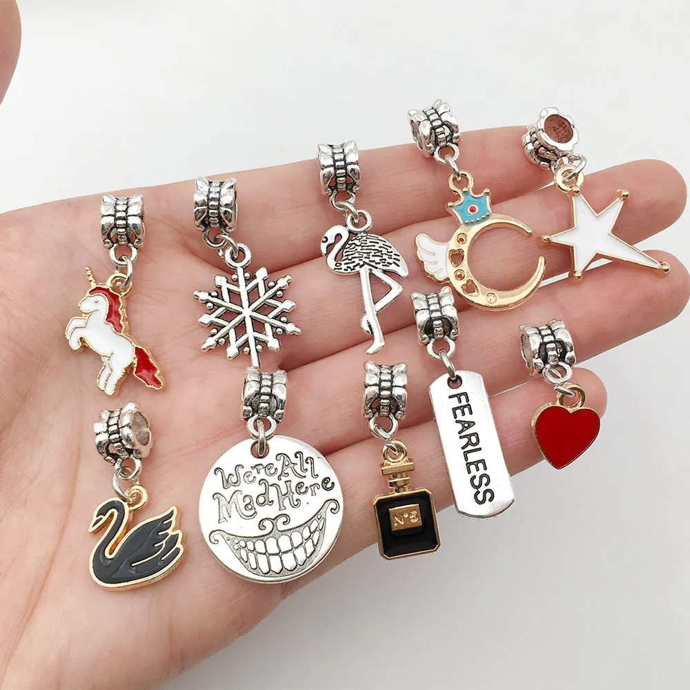 Clasp Bail Beads Charms Tibetan Metal Bail Tube Beads Loose Spacer Bead Hanger Charm for Jewelry Making DIY Necklace Bracelet