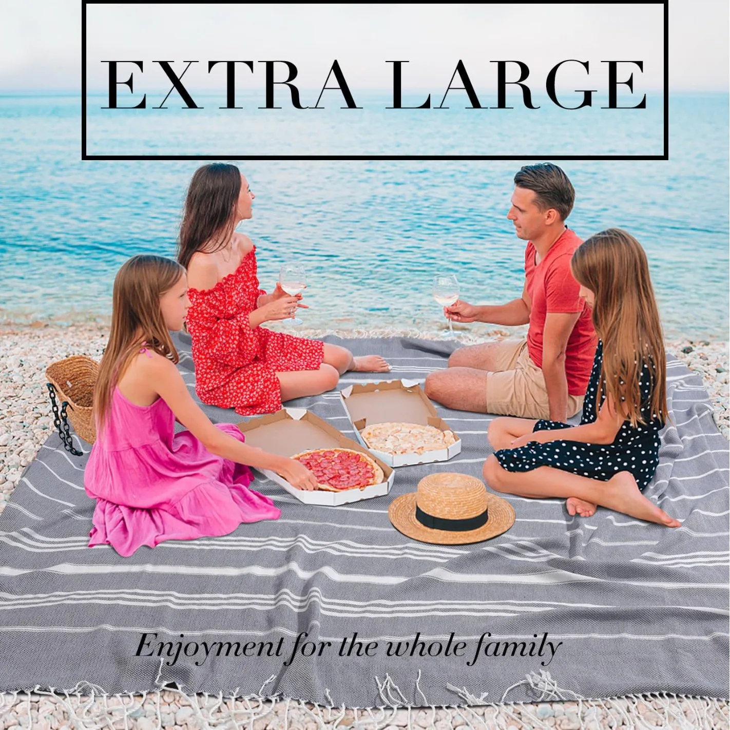 Super Size Cotton Turkish Double Wide Beach Towel Quick Dry with Tassel for family Travel Airplane Beach Yoga Towel