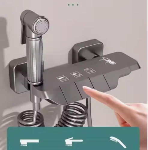 Bathroom Smart Shower System with Digital Display Brass Piano Thermostatic Handheld Shower Set Hot and Cold Spray Function