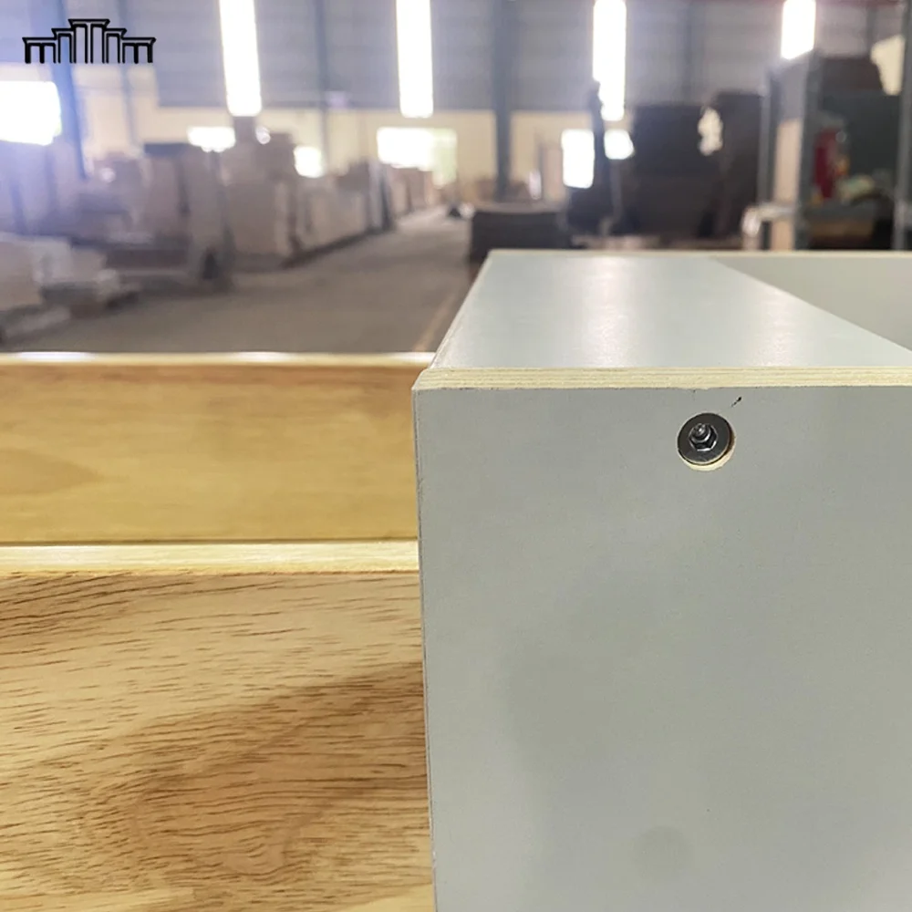 New Construction Confirmat Screw Frameless 3/4 Inch Solid Birch Wood & MDF Door Kitchen Cabinets With Grey UV Coat Carcass