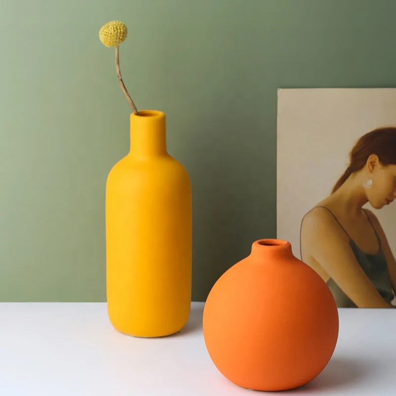 Home Hotel Ornament Minimalist Light Luxury Flower Vase Ceramic Tabletop Decorative Vases Nordic Morandi Ceramic Vase