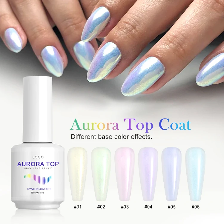Nail Art Aurora  Top Coat 6 Colors  Top Coat for Your Nail Art