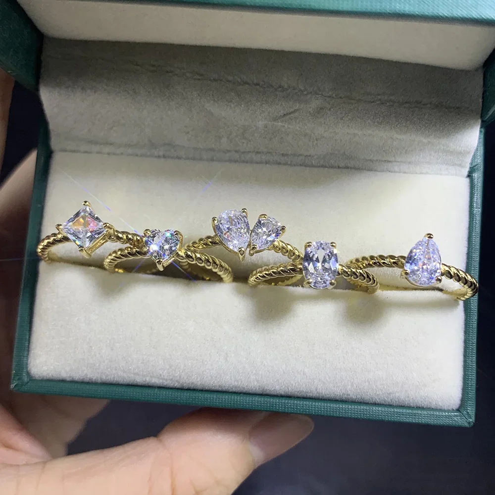 Женские кольца с кристаллами 5 стилей