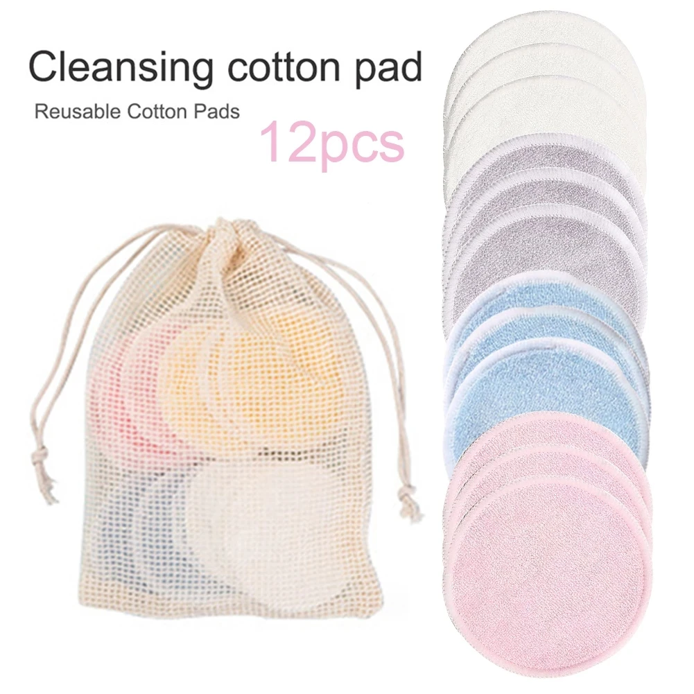 New reusable Bamboo Cotton Face Reusable Make Up Remover Pads Washable Makeup Remover Pads with Konjac Sponge