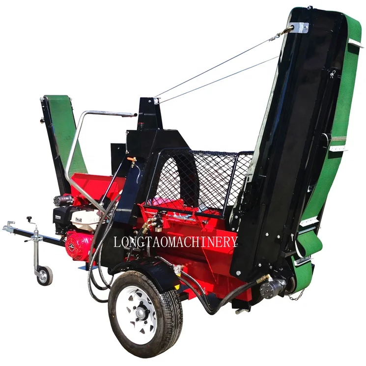 TUV CE approved 15ton antomatic wood processor firewood splitter machine with hydraulic conveyor