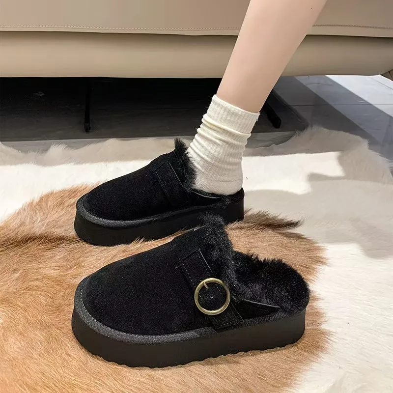 Woolly Shoes Female New Fashion Autumn And Winter Soft Soles A Slip-on Plus Cashmere Warm Cotton Shoes
