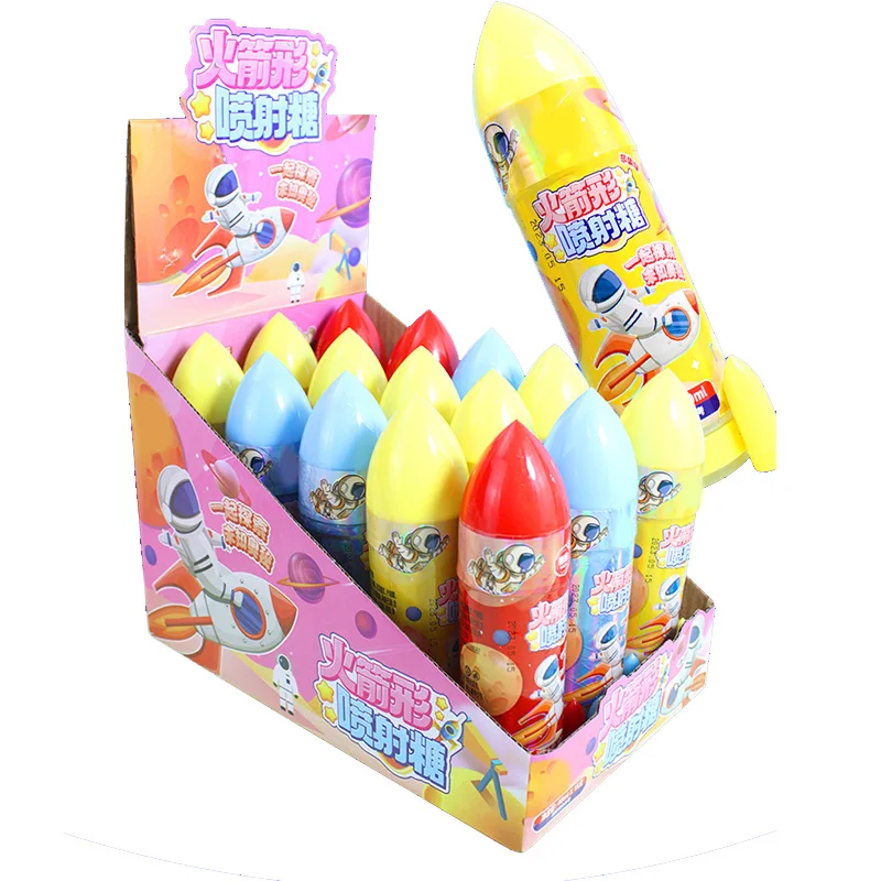 New Design Toy Candy Magic Jam Mixed Fruity Sour Liquid Candy Super Rocket Styling Spray Candy
