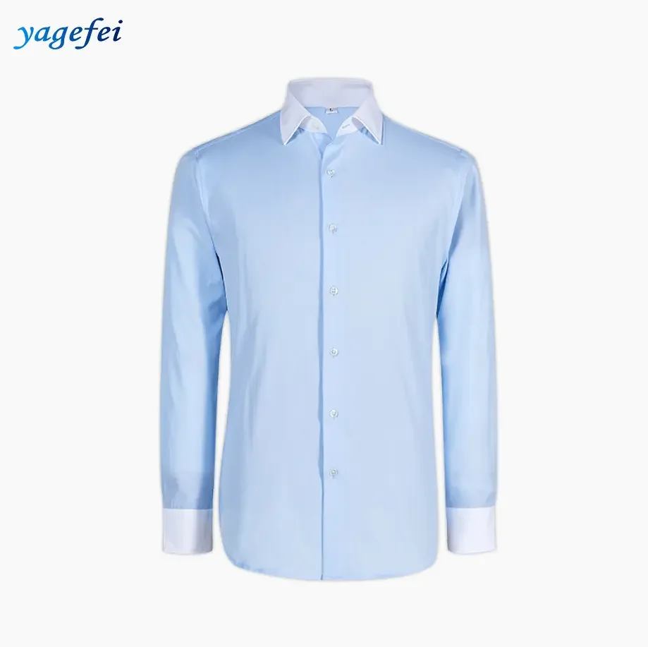 Мужская Классическая рубашка с длинным рукавом голубого цвета из хлопка и 100%