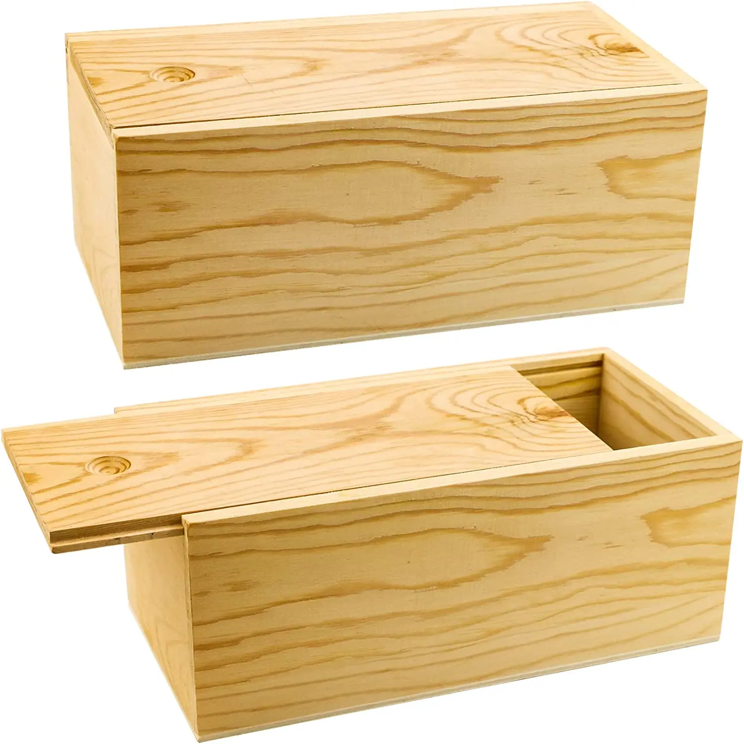 Unfinished wooden storage box with sliding lid,wood container suitable for Christmas, wedding, party, gift, DIY