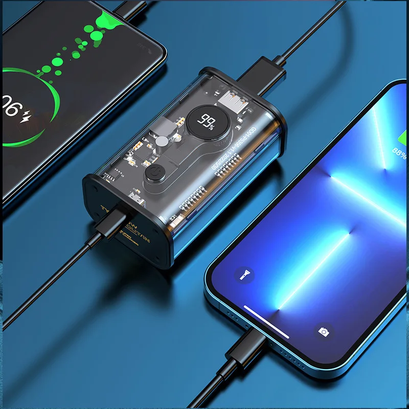 2023 New Transparent Outdoor Portable Magnetic Wireless Charging Power Banks 10000Mah 20000Mah Power Bank