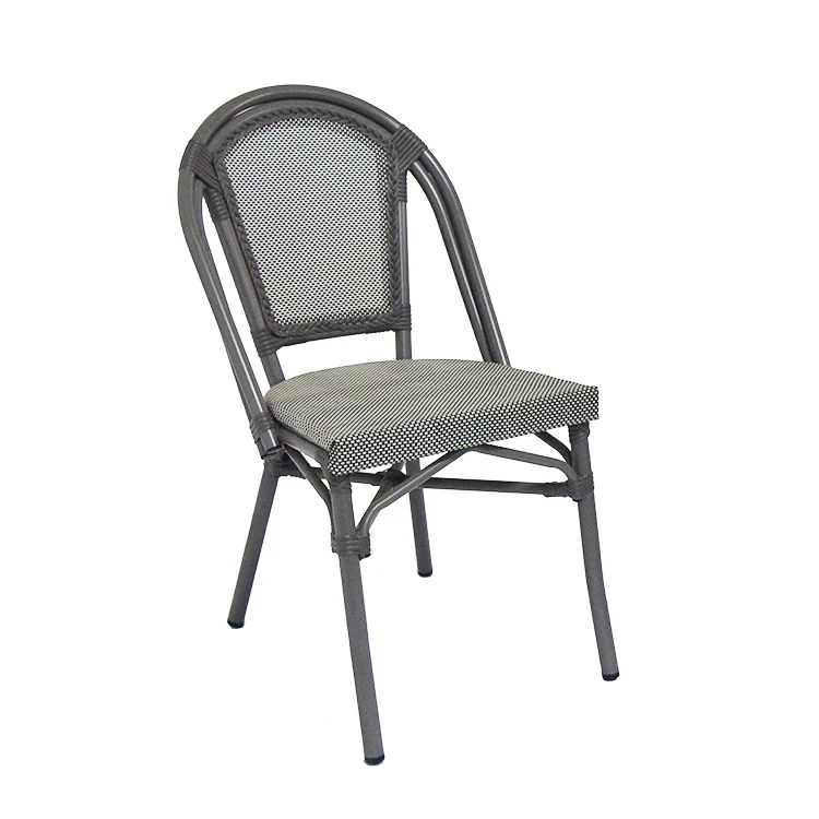 Outdoor French Chairs Multi Color PE Rattan Patio Bistro Flat Wicker Bamboo Garden Chair On Sale