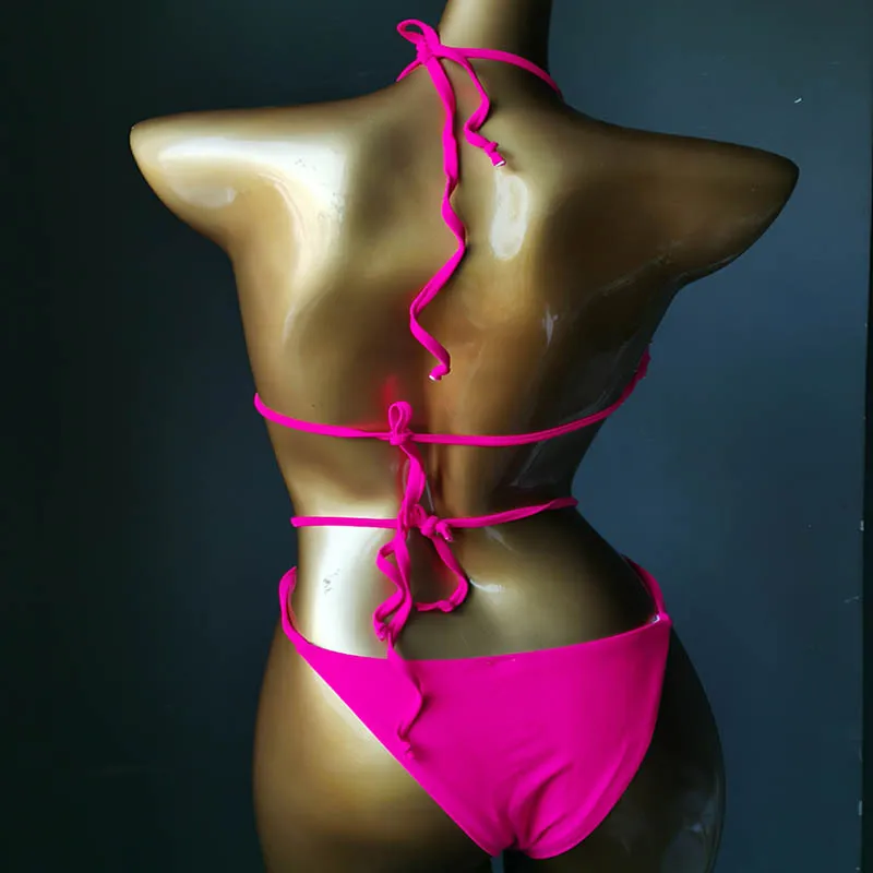 NEW STOCK 3Colors Diamond Swimwear Long Ties Fringes High Leg Brazilian Crystal One Piece Swimsuit