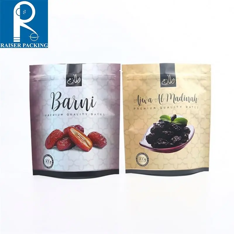 Custom logo reusable 300g Plastic self press seal zipper plastic stand up jujube dry fruit bags