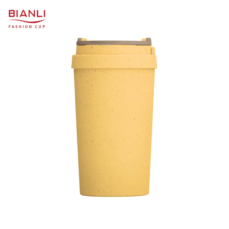 High Quality 380ml Custom Wheat Straw Material Portable Reusable Nordic Cup Double Walled Coffee Mug