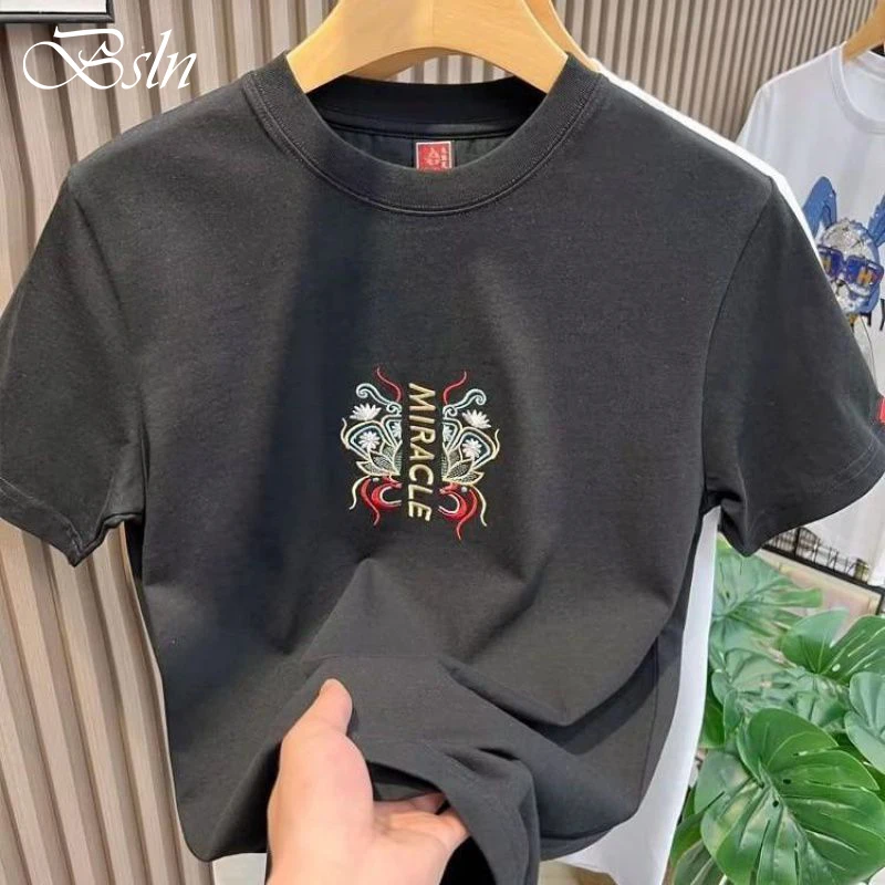 OEM digital printing t-shirts boys new design Embroidered t shirt custom logo unisex cotton couple