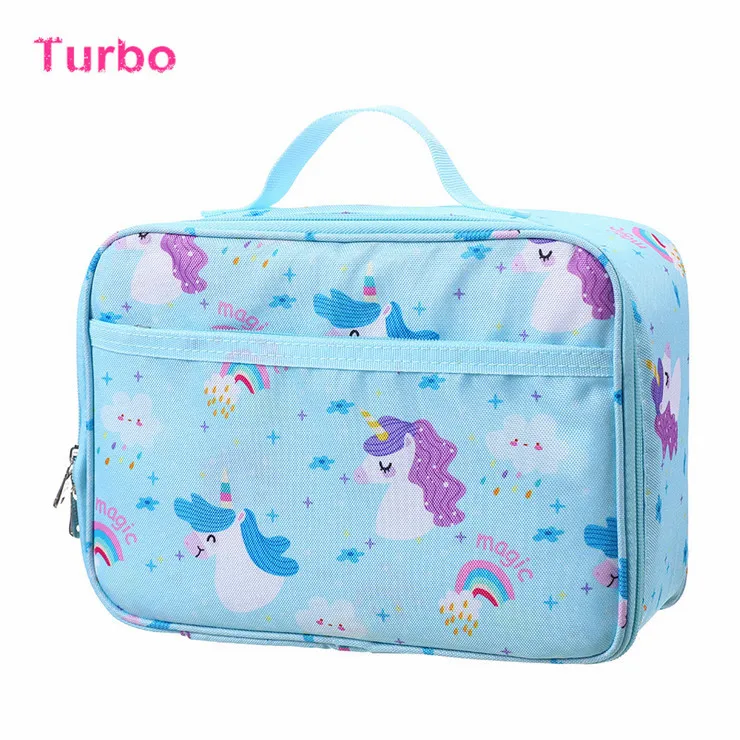 In stock wholesale 2022 Popular luxurious unicorn printing Small size drink food Storage thermal cooler lunch bag for children