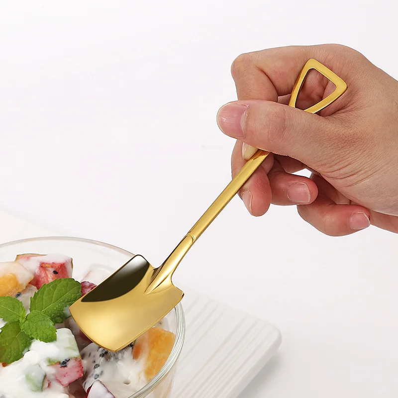 Factory Price Stainless Steel Coffee Stirring Spoon Yogurt Ice Cream Dessert Shovel Spoon