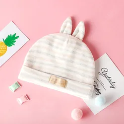 Knitted Winter 100% Cotton Spring and Autumn Baby Rabbit Double Layer Hat Hot Sale Newborn Baby Hats Warm Rabbit Ear Baby Beanie