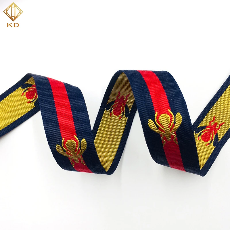 High quality knit woven jacquard ribbon white and black stripe tape webbing for sportswear decoration