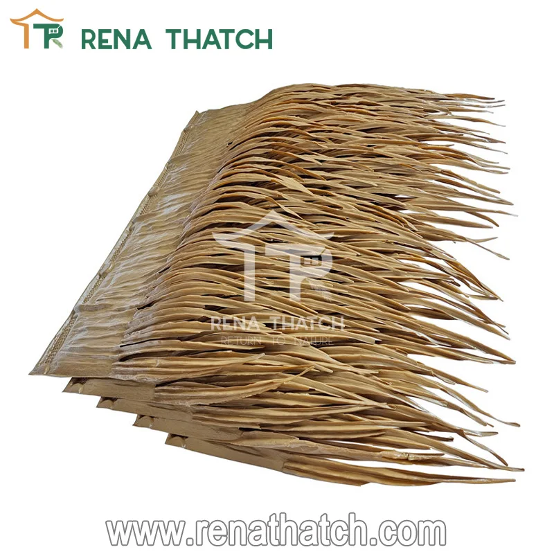 UV resistant fiber synthetic artificial plastic palmas sheet thatch for gazebo Viva palm panels rolls for pergola