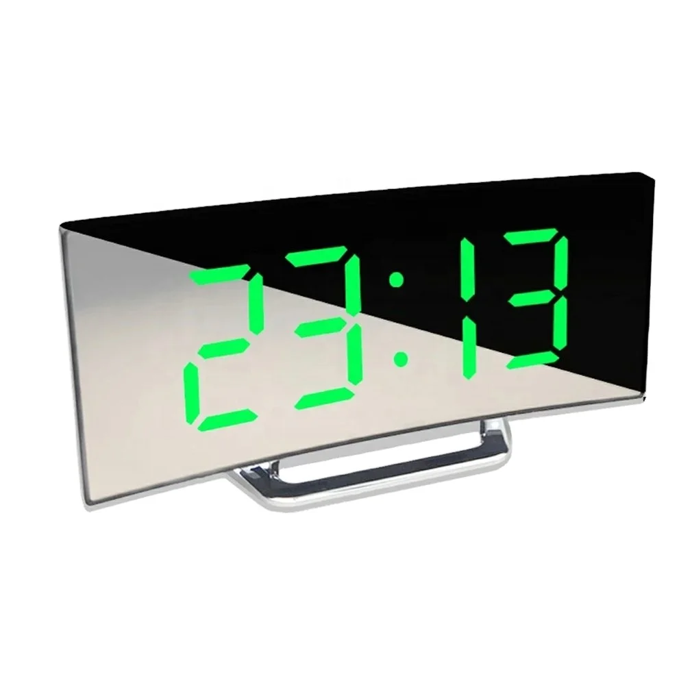Multifunctional Backlight LED Large Screen Display Curved Screen Digital Alarm Clock Mirror