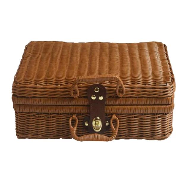 Renel Eco Friendly Woven Plastic PE Rattan Mini Kids Empty Weaving Picnic Basket