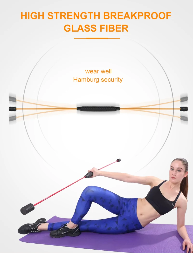 
Portable Flex Pilates Exercise Fitness Training 163cm Swinging Sticks Aerobic Elastic Fitness Bar 