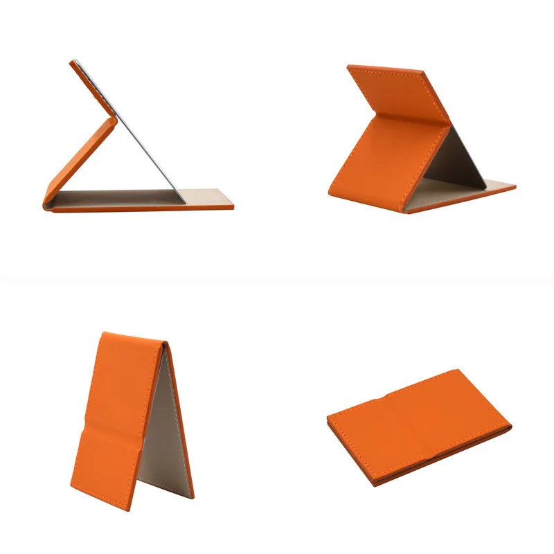 Promotion gift PU leather stainless steel folding makeup mirror platform leather folding mirror