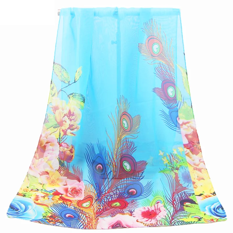 Новый стиль шаль шифоновая пляжная Солнцезащитная шаль с принтом павлина оптовая продажа край шарф модная женская накидка дизайн