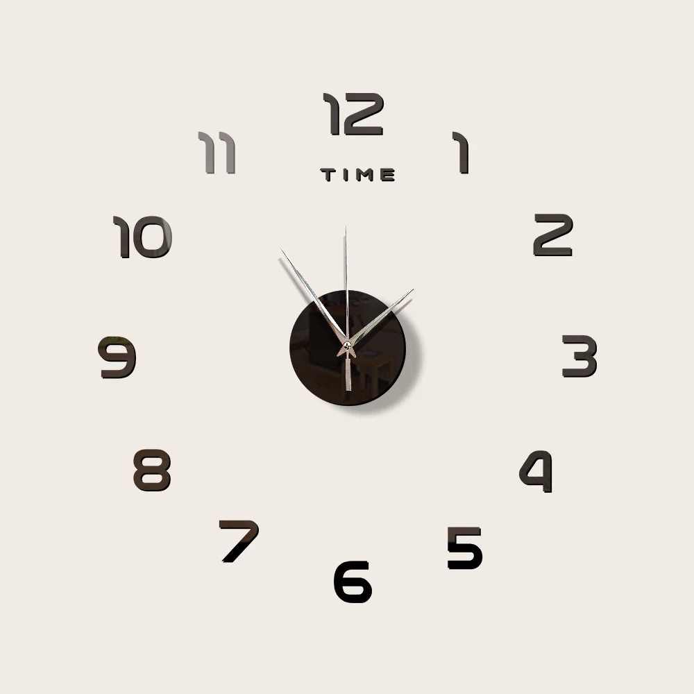 Home Decorative 3D Wall Sticker Frameless DIY Digital Wall Clock