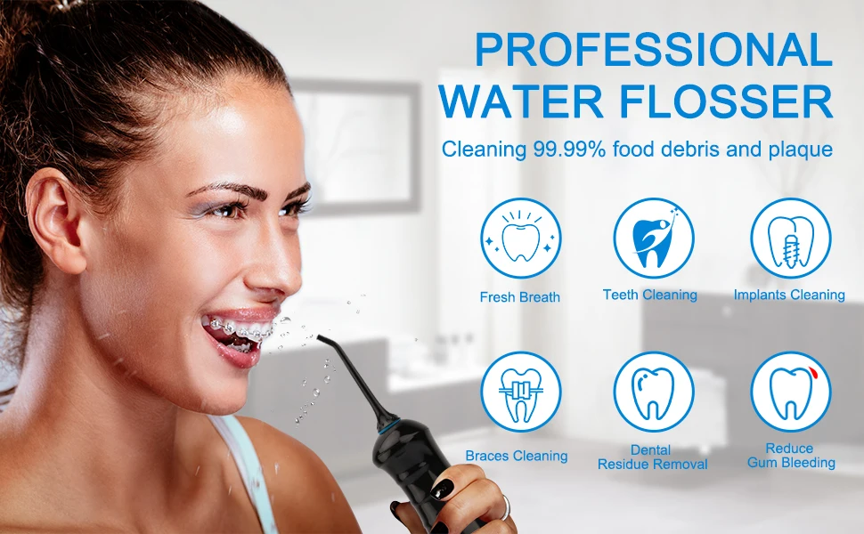 Portable Dental Water Flosser Cordless Electric Water Flosser Teeth Cleaning Oral Irrigation Water Flosser