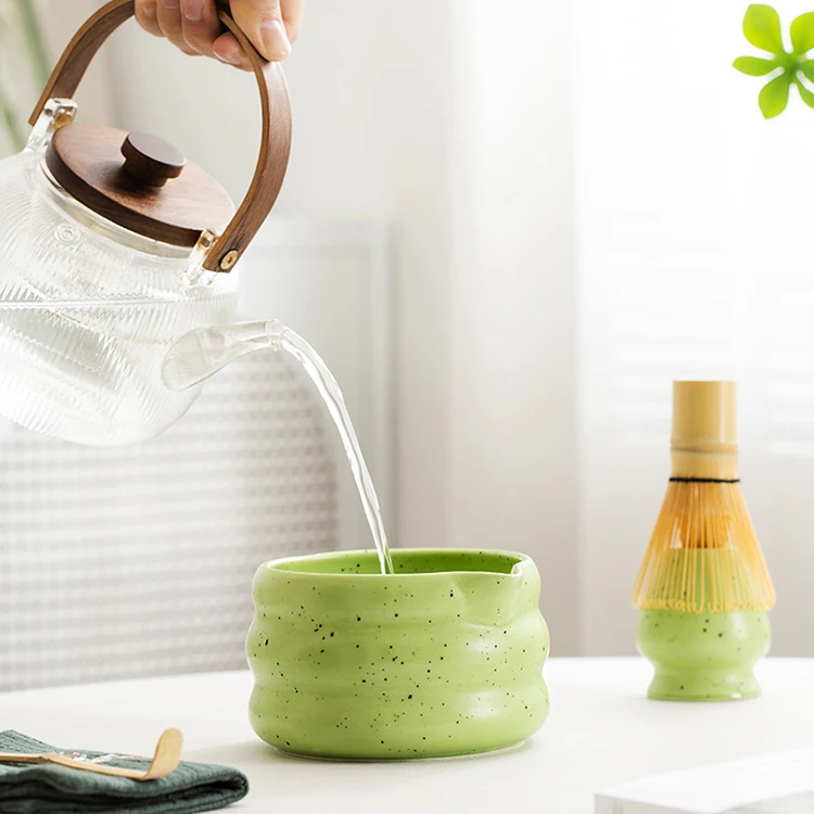 Wholesale Custom Logo Chawan Handmade Ceramic Matcha Bowl With Spout Matcha Kits Set