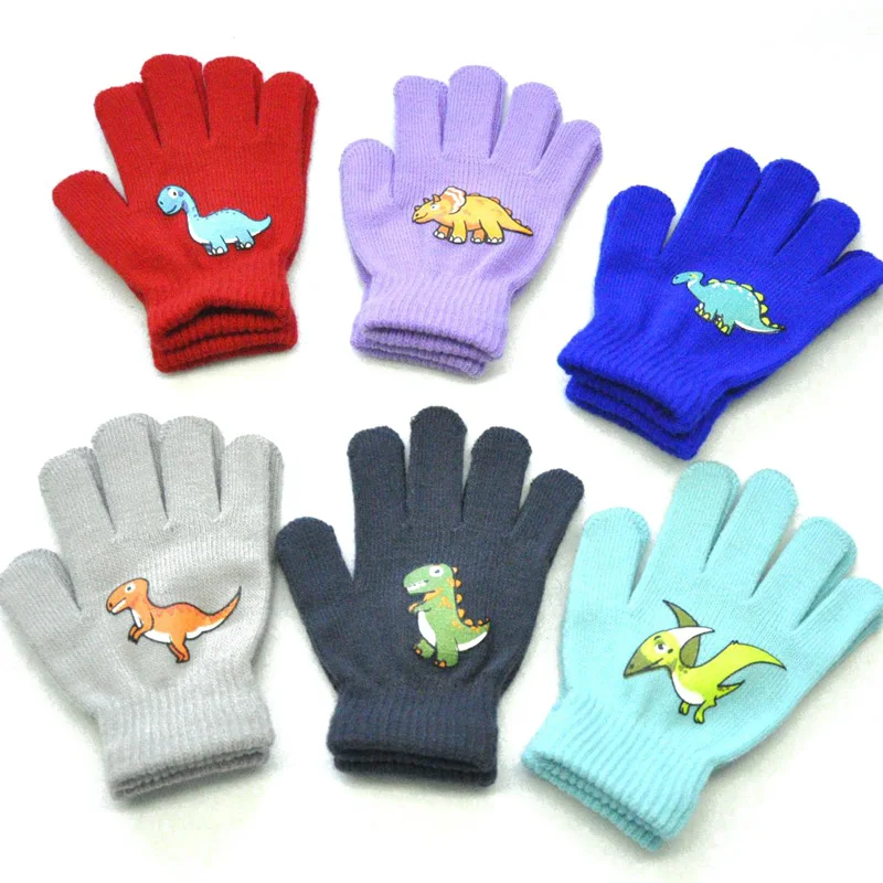 Customized Logo Winter Cheap Machine Knit Kids Glove Warm Knitted Boys Girls Magic Gloves for Student Children