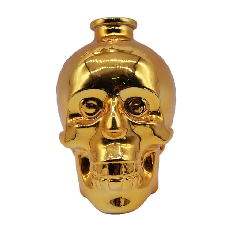 unique shape skull bottle glass vodka glass bottle 500ml