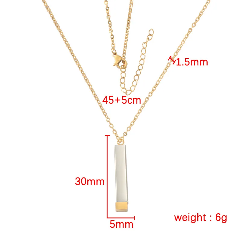 Mirror Surface Stainless Steel Nesting Doll Accessories Diy Cubic Cylinder Telescopic Rod Pendant Necklace