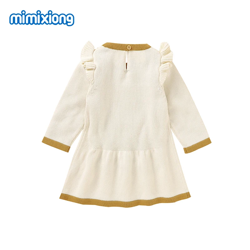 Платье для маленьких девочек Mimixiong из 100% хлопка вязаное платье с длинным рукавом цветочным рисунком животных и оленей