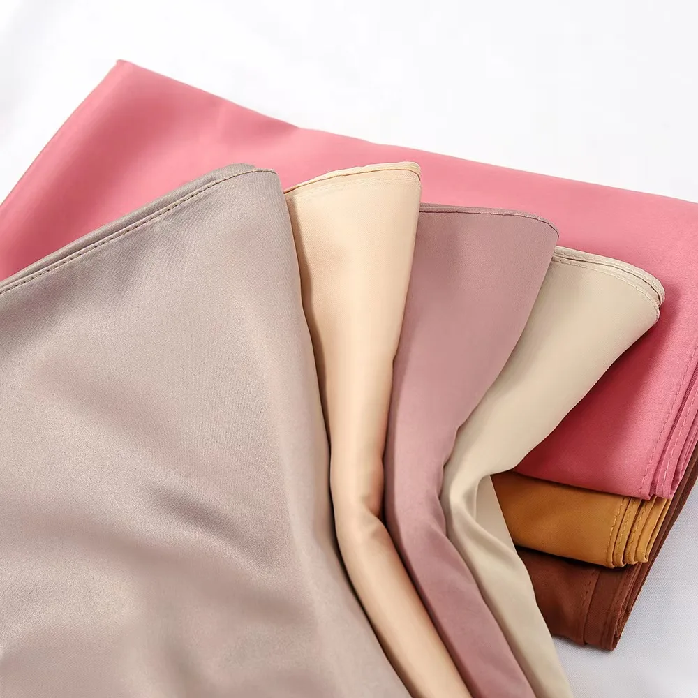 Custom Wholesale premium satin hijab custom brand heavy satin solid color high quality matte satin hijab scarf