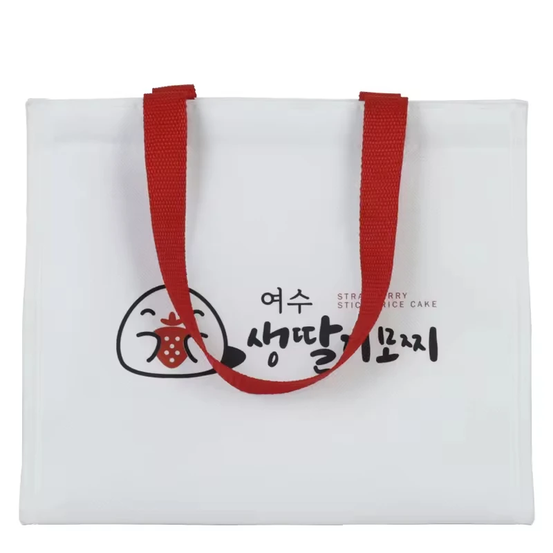 Promotion insulated food delivery bag lunch tote velcrow top insulated laminated nonwoven aluminum foil insulated bag