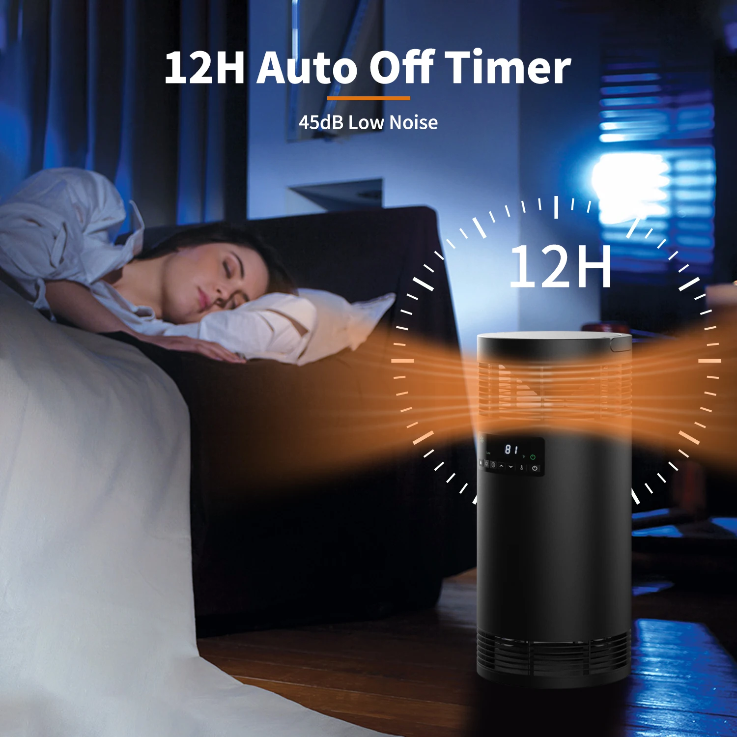 Auto Thermostat 1000W/1500W ECO Bedroom Living Room Ceramic Heating Element Space Electric Cabinet Tower Heater with Handle