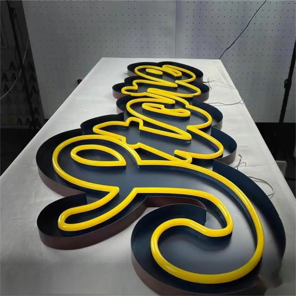 Custom exquisite business signs logo outdoor 3D channel neon letter manufacturer shop signs advertising led letter